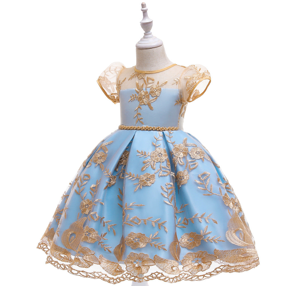 Sky Blue & Champagne Gold Pincess Dress