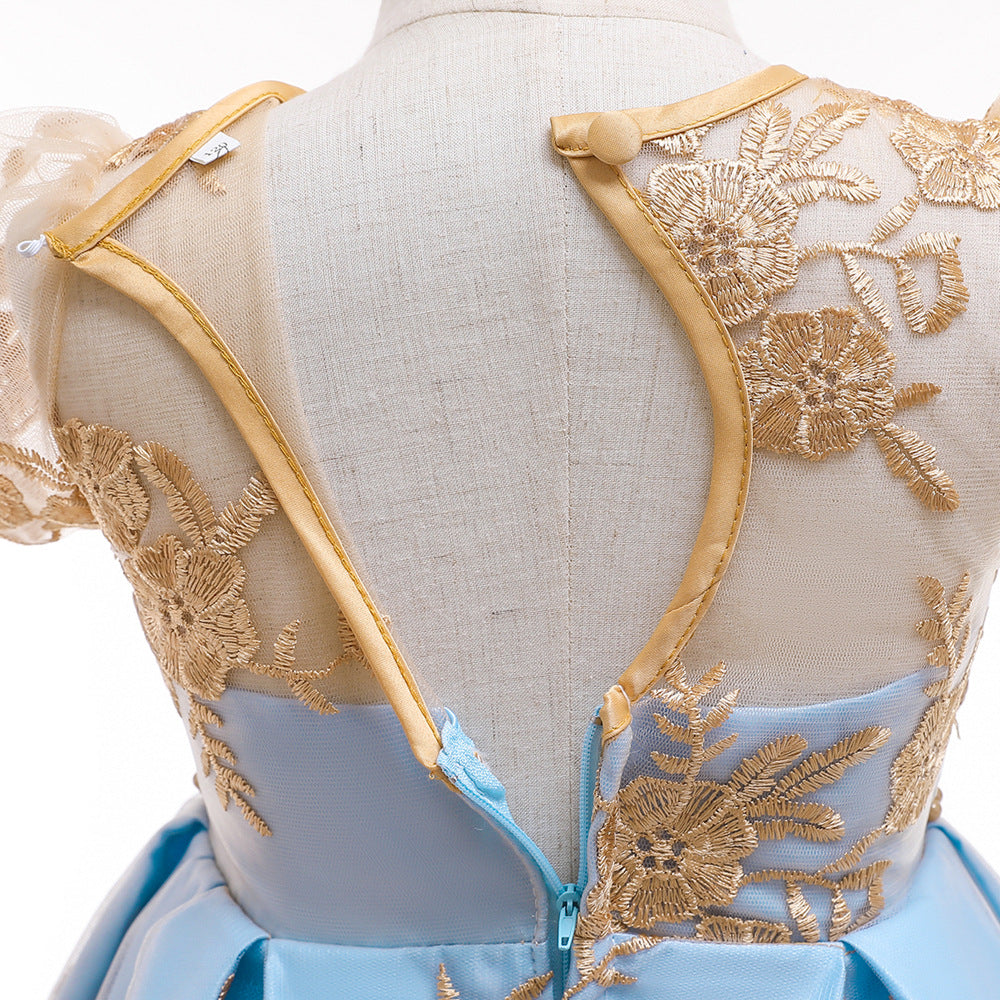 Sky Blue & Champagne Gold Pincess Dress