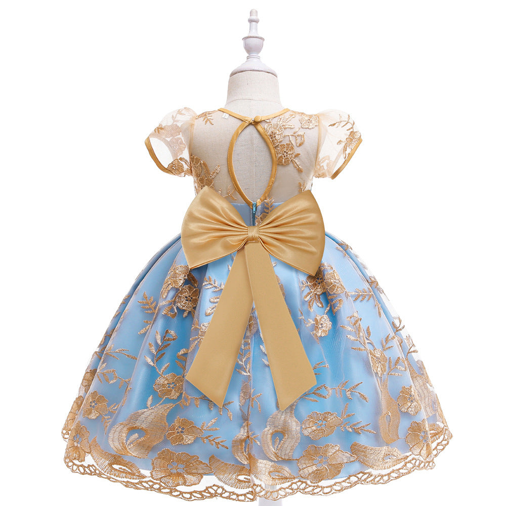 Sky Blue & Champagne Gold Pincess Dress