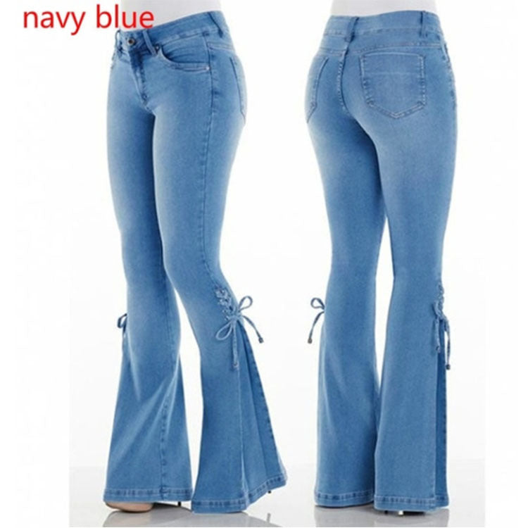 High Waist lace up Flared jeans