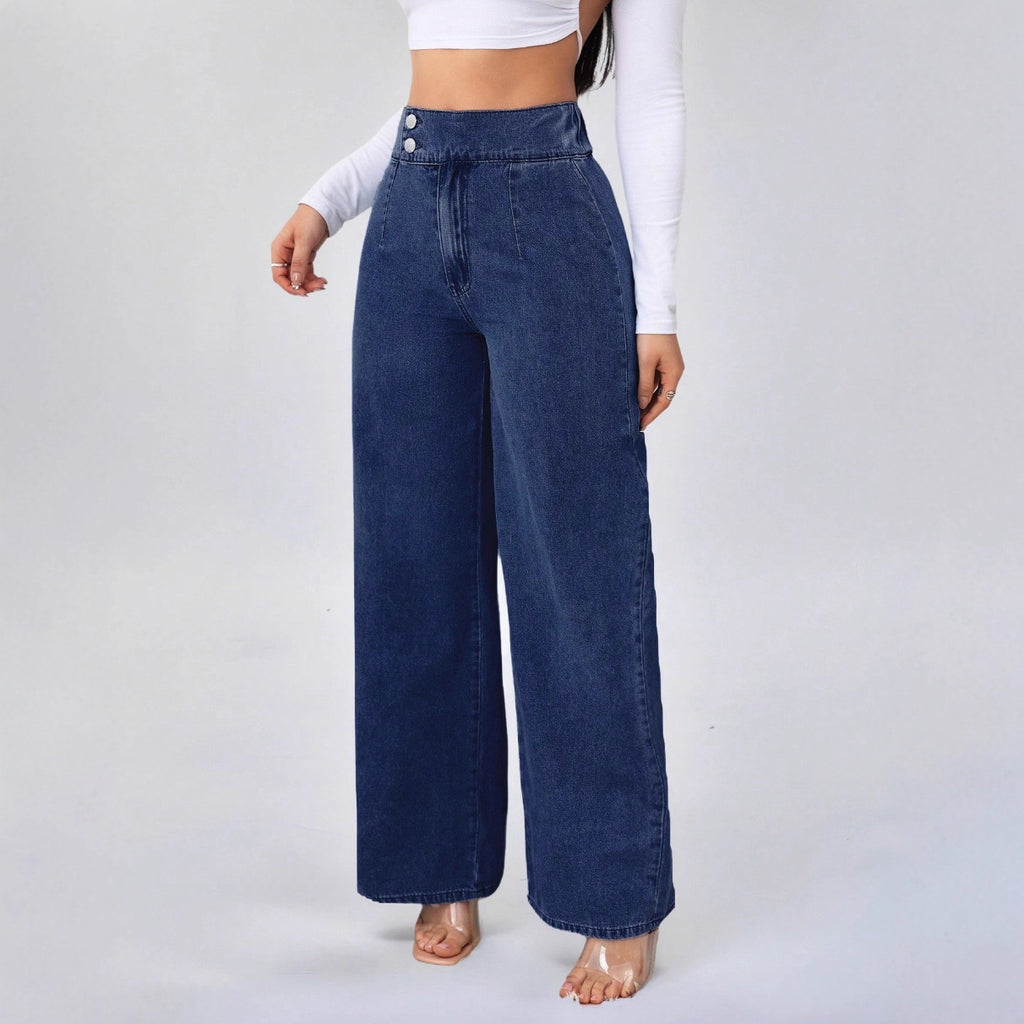 Azure Flow  High-Waist Wide-Leg Jeans