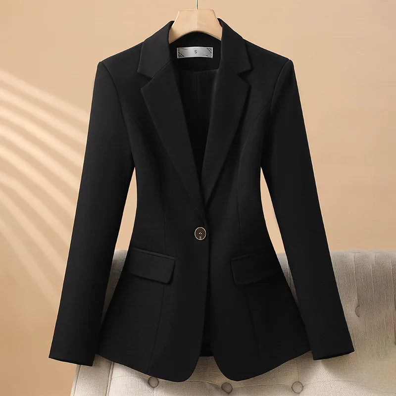Women Blazer ,Single Button Long Sleeve Red Black & White
