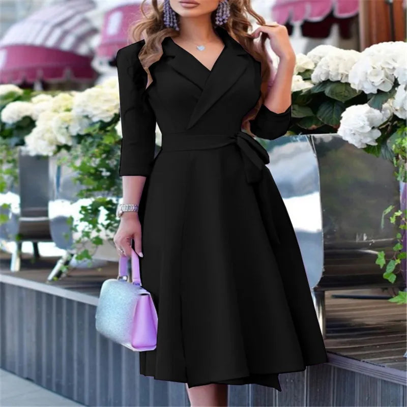 Elegant V-neck midi dress