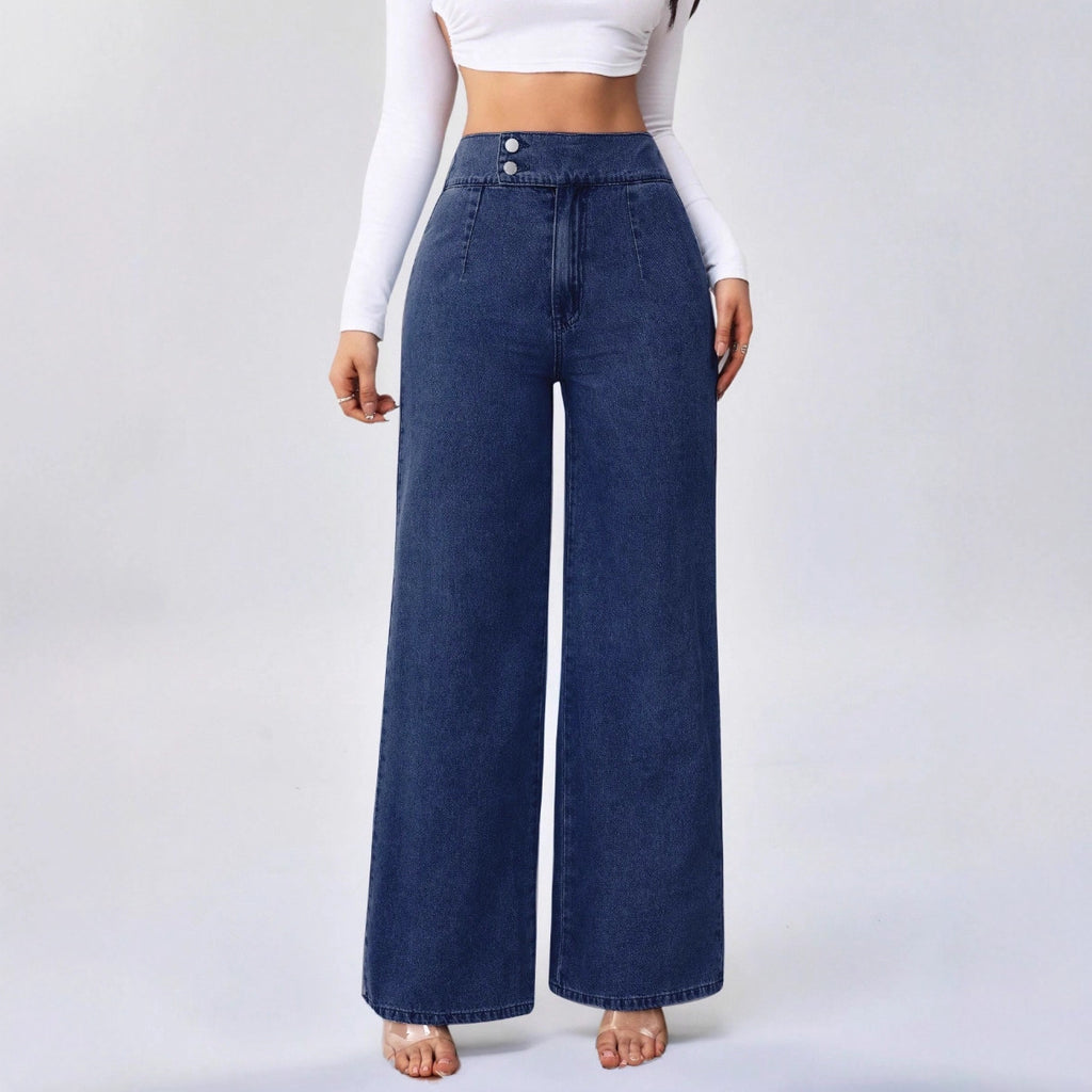 Azure Flow  High-Waist Wide-Leg Jeans