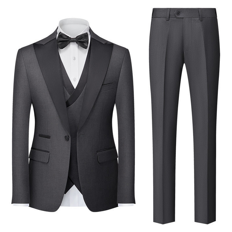 Men's Prestige White Tuxedo Set  - Black Satin Edition