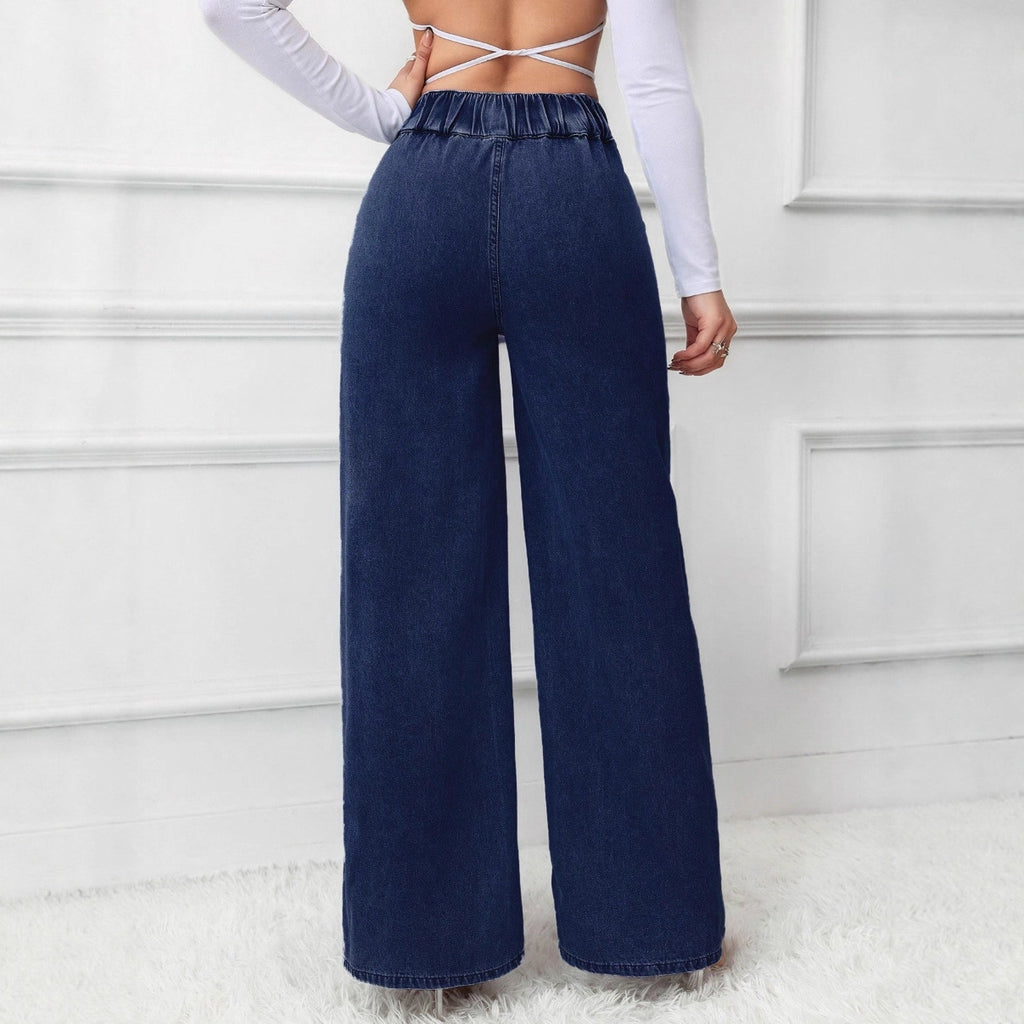 Azure Flow  High-Waist Wide-Leg Jeans