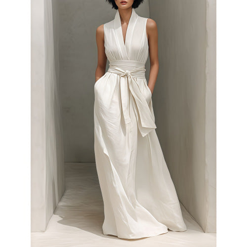 Ivory Grace Belted Maxi Dress