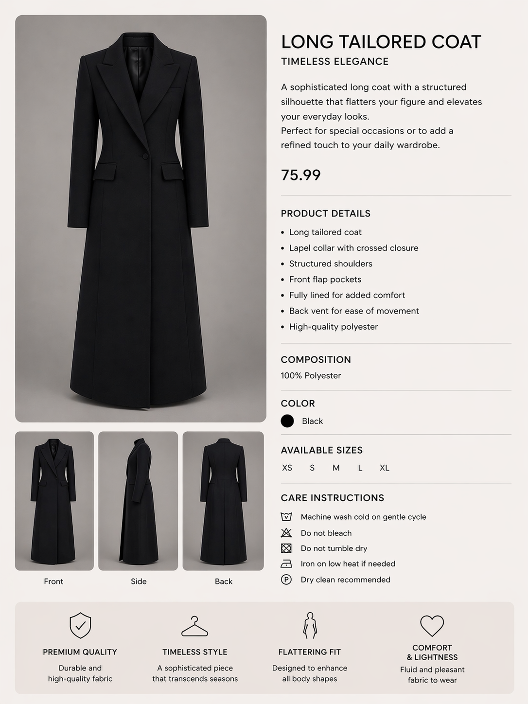 Timeless Tailored Long Coat