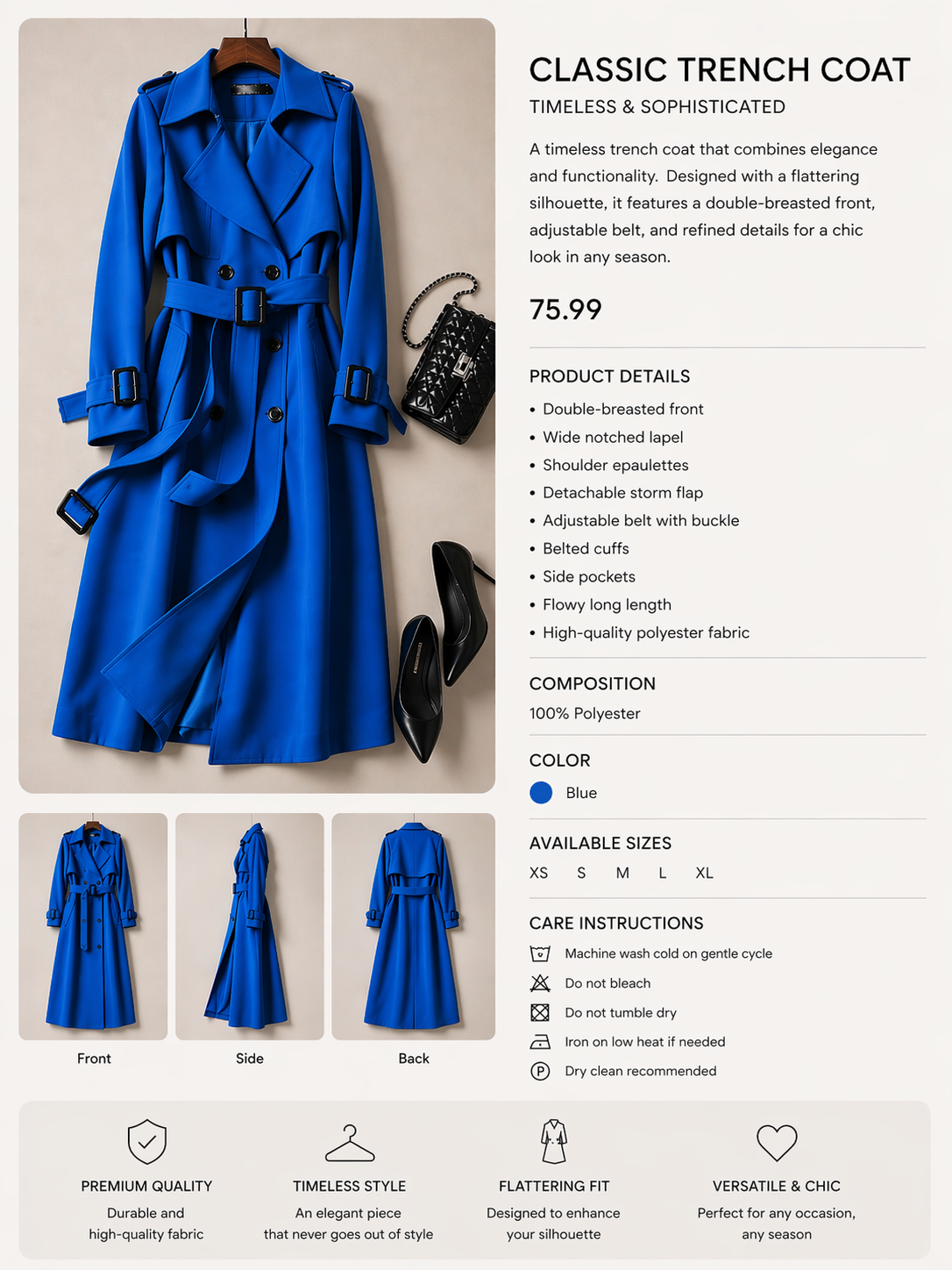 Double-breasted Mid-length Tie Trench Coat
