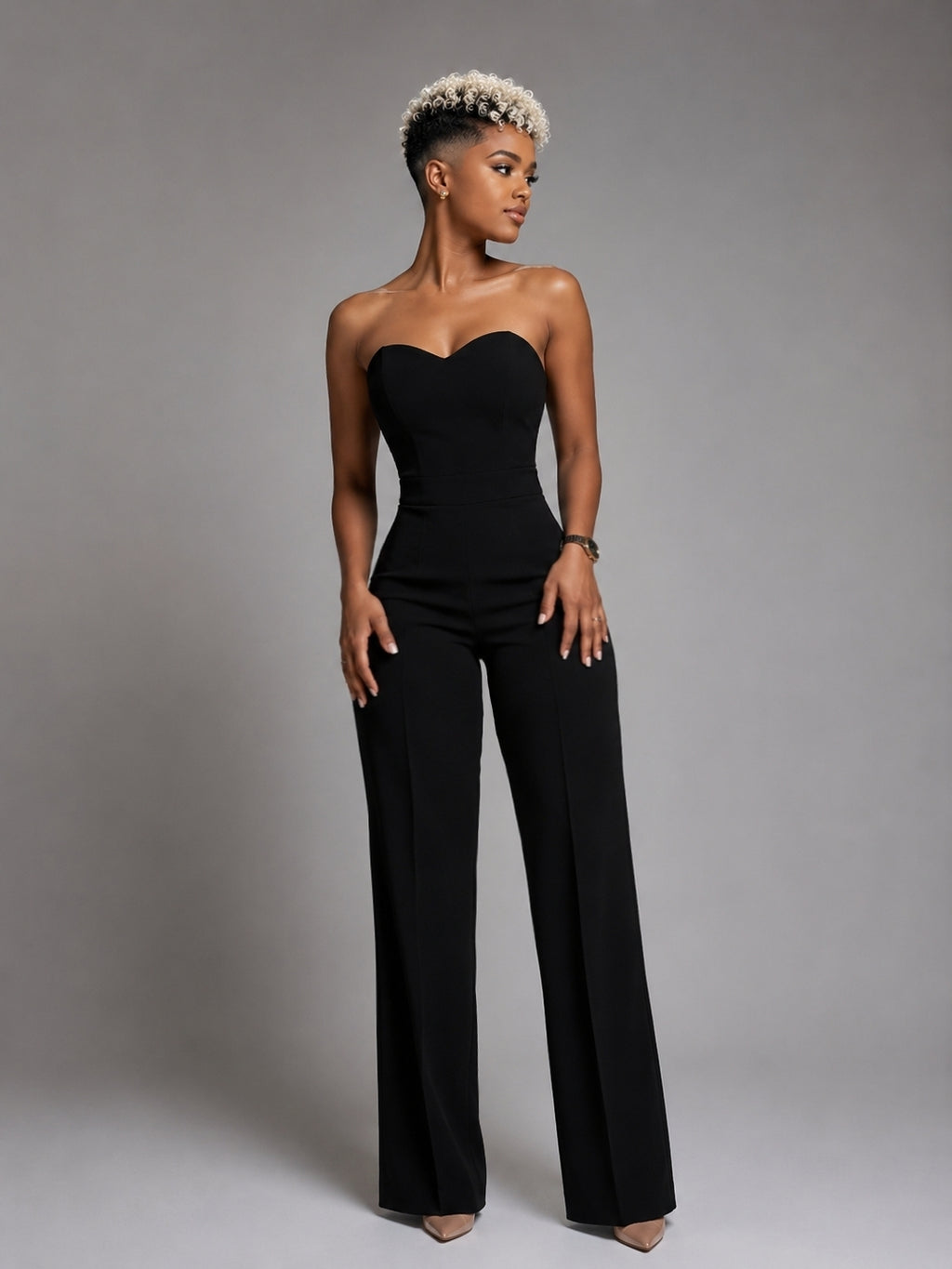 Elegant Contour Wide Leg Jumpsuit
