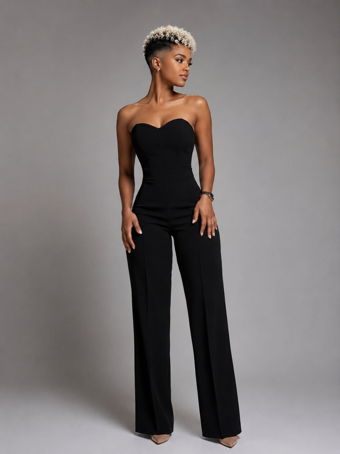 Elegant Contour Wide Leg Jumpsuit