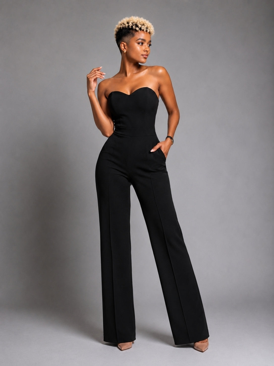 Elegant Contour Wide Leg Jumpsuit
